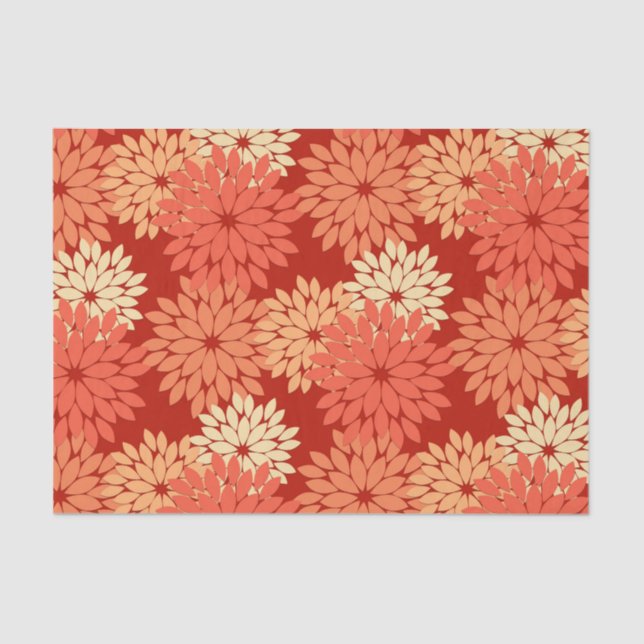 Papier Mousseline Kimono Floral Moderne Impression, Mandarin Orange (Recto)