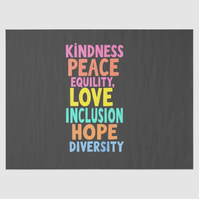 Papier Mousseline Kindness Peace Equality Love Inclusion Hope Divers (Recto)