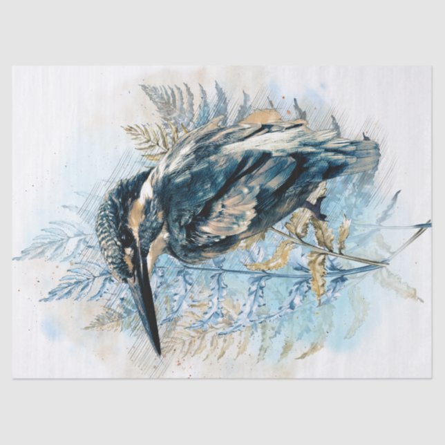 Papier Mousseline Kingfisher Bird Aquarelle Art (Recto)