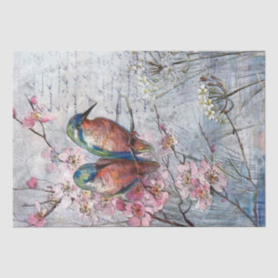Papier Mousseline Kingfisher Oiseau rose Fleur française Découpage