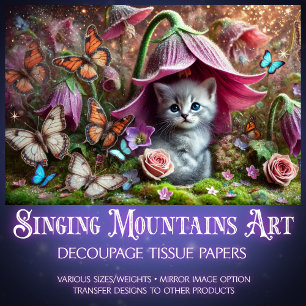 Papier Mousseline Kitten Magique du Jardin Secret Découpage
