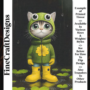 Papier Mousseline Kitten Whimsical En Cute Frog Coat BP5A Découpage