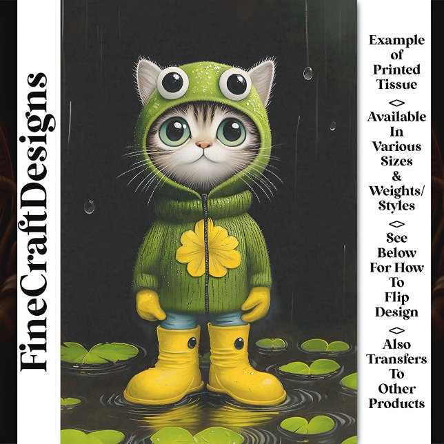 Papier Mousseline Kitten Whimsical En Cute Frog Coat BP5A Découpage (Créateur téléchargé)