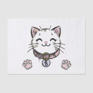 Papier Mousseline Kitty Chat Kitten Rose violet or fête d'anniversai