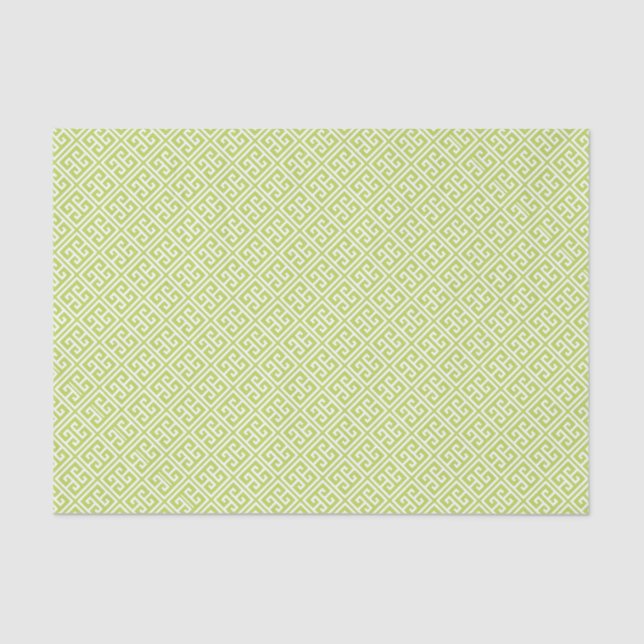 Papier Mousseline Kiwi Green Motif grec (Recto)