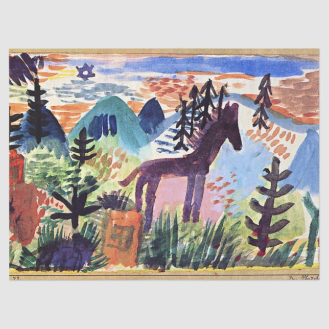 Papier Mousseline Klee - Le Cheval, célèbre peinture (Recto)