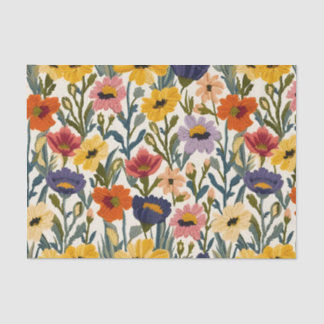 Papier Mousseline Knitting Botanical Pattern Pastel Vintage Colours