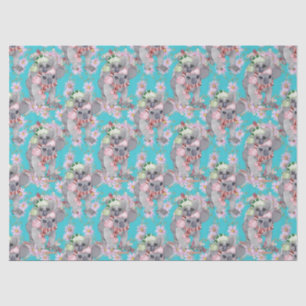 Papier Mousseline Koala Noël Botanique Vintage Bleu