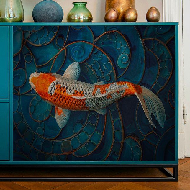 Papier Mousseline Koi avec des perles d'or Découpage (Créateur téléchargé)