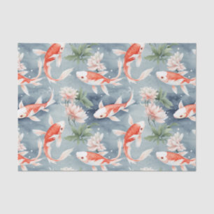 Papier Mousseline Koi Fish Floral Pond Découpage