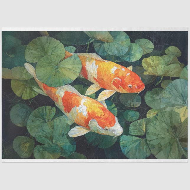 Papier Mousseline Koi Fish Pond Lily Pads (Recto)