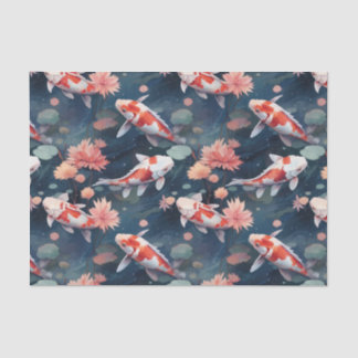 Papier Mousseline Koi Poisson Fleurs d'étang Découpage