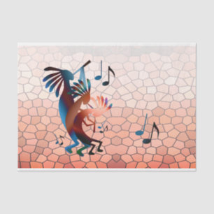 Papier Mousseline Kokopelli Blues Music 2 Découpage Coucher de solei
