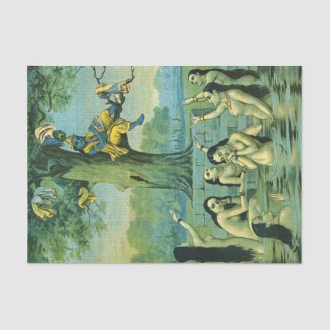 Papier Mousseline Krishna Leela par Raja Ravi Varma (Recto)