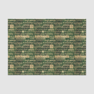 Papier Mousseline Kwanzaa Sept Principes (Vert/Or)