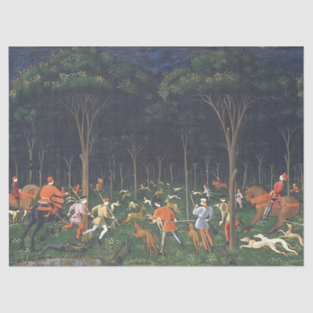 Papier Mousseline La chasse dans la forêt (par Paolo Uccello) (Recto)