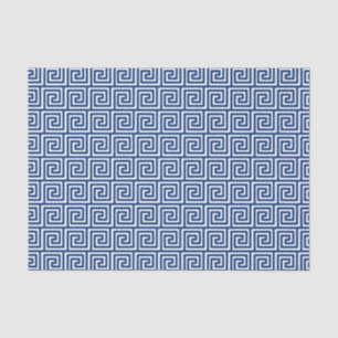 Papier Mousseline La clé grecque Motif dans la marine bleue et blanc