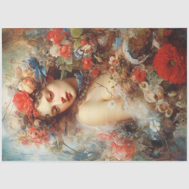 Papier Mousseline La dame dans les fleurs (Recto)