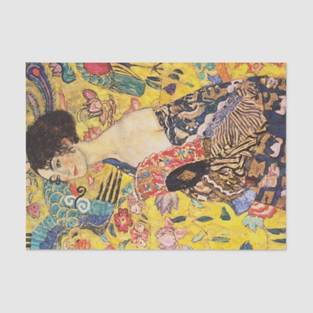 Papier Mousseline La Dame de Gustav Klimt avec un fan (Recto)