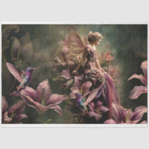 Papier Mousseline La fantaisie de conte de fée de lys colibri floral