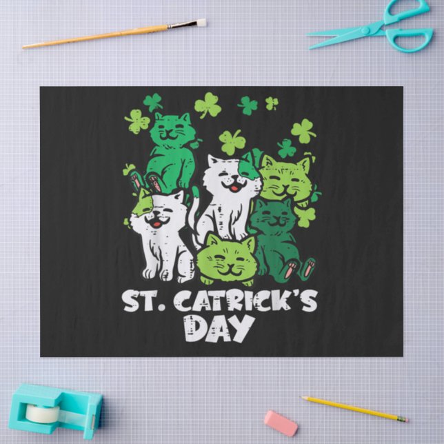 Papier Mousseline la fête des chats de la Saint-Patrick Saint Pattys (Artisanat)