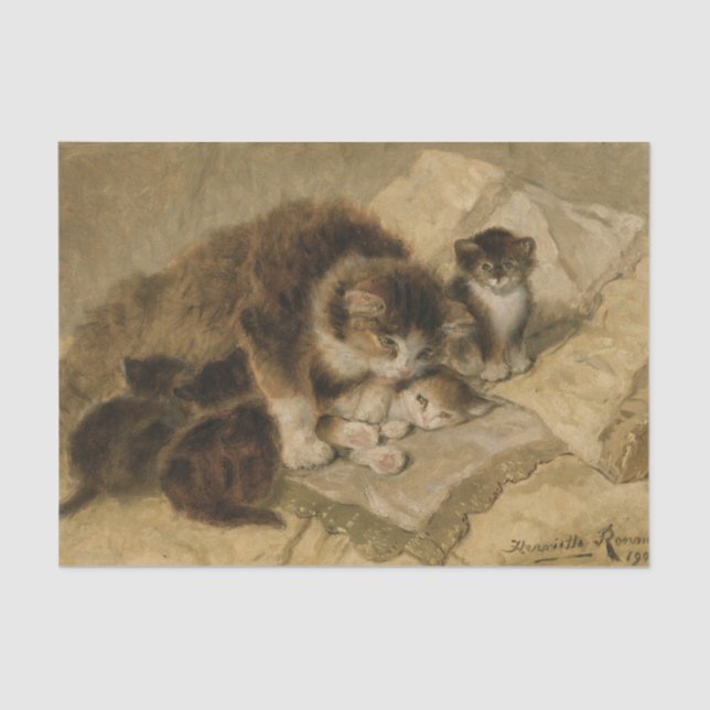 Papier Mousseline La fierté de la mère par Henriette Ronner-Knip (Recto)