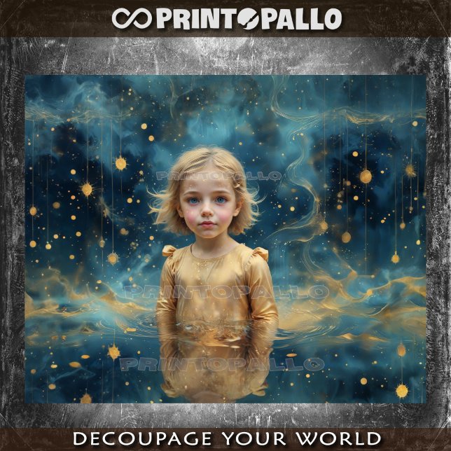 Papier Mousseline La fille des étoiles sur un fond spatial (Créateur téléchargé)