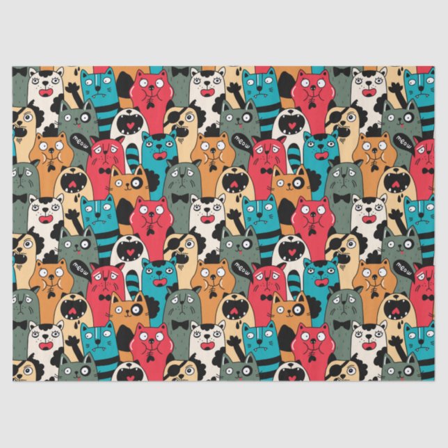 Papier Mousseline La foule des chats (Recto)