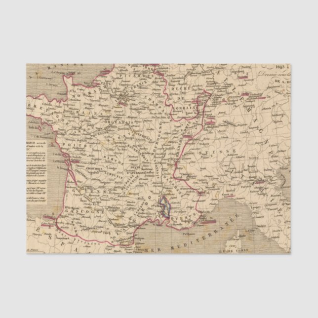 Papier Mousseline La France 1643 un 1715 (Recto)