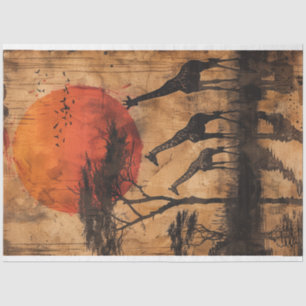 Papier Mousseline La girafe du coucher de soleil en Afrique