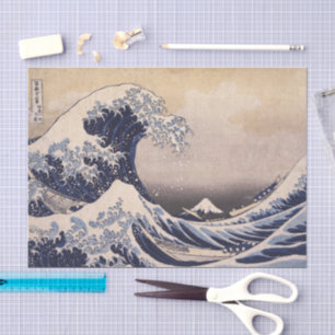 Papier Mousseline La Grande Vague au large de Kanagawa par Hokusai