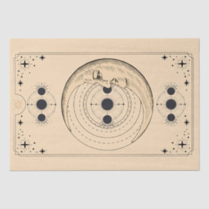 Papier Mousseline La lune phases tarot carte nuages en détresse anti