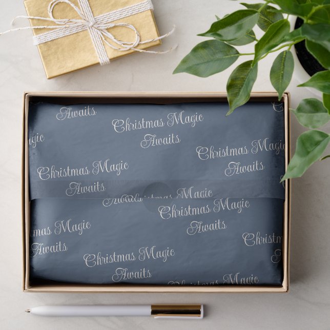 Papier Mousseline La magie de Noël vous attend | Bleu profond d'hive (Cadeau)
