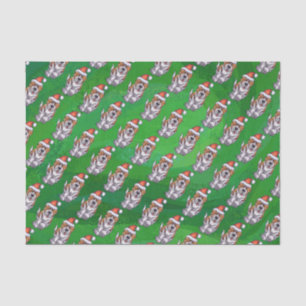 Papier Mousseline La mignonne St Bernard en Motif Casquette sur Vert