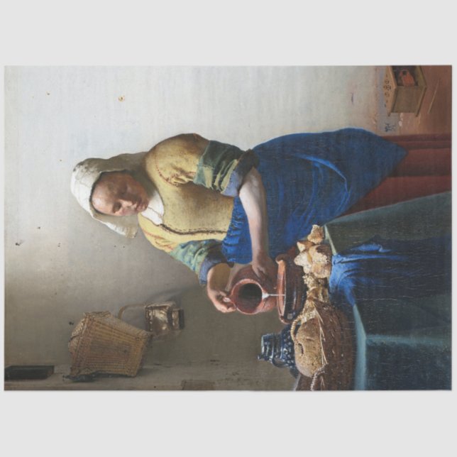 Papier Mousseline La Milkmaid, Johannes Vermeer, 1657-1658 (Recto)