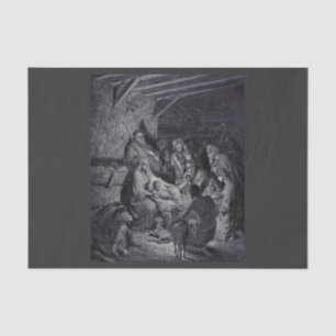 Papier Mousseline La Nativité par Gustave Doré Encre victorienne de 