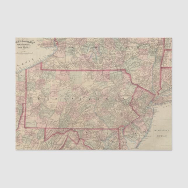 Papier Mousseline La Pennsylvanie et New Jersey (Recto)