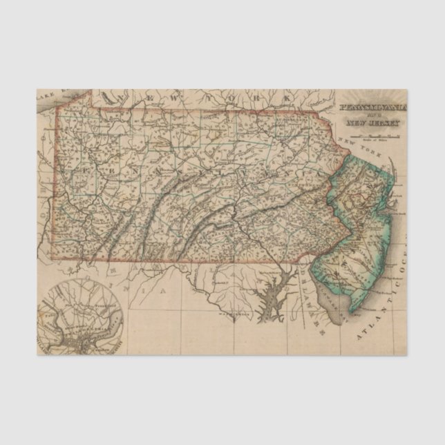 Papier Mousseline La Pennsylvanie, New Jersey (Recto)