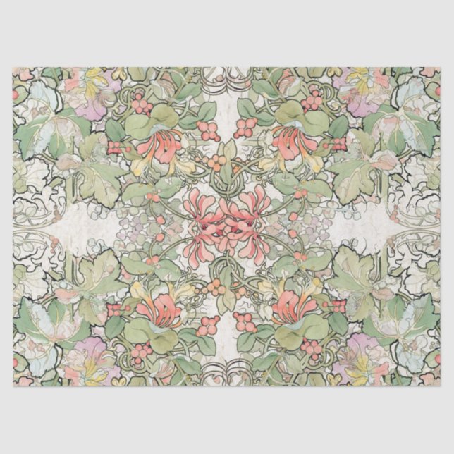 Papier Mousseline La rose trémière de Nouveau d'art de Mucha fleurit (Recto)