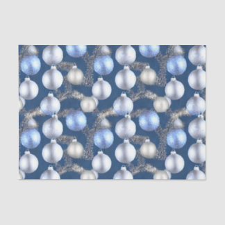 Papier Mousseline La série de boules de Noël bleues et argentées Des