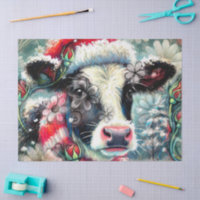 La vache rêve de temps chaud Découpage floral