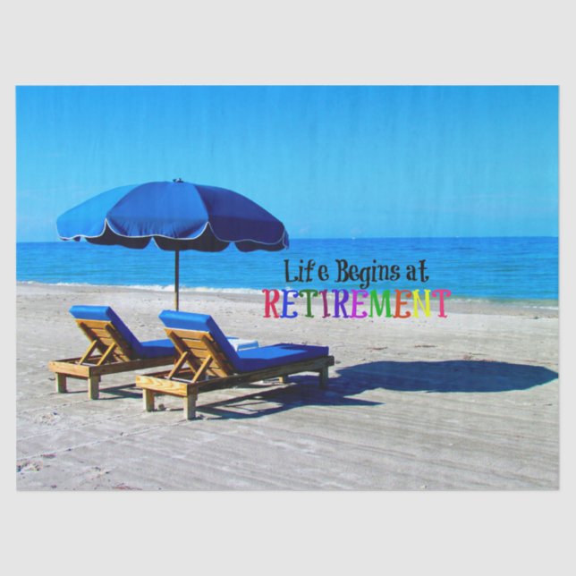 Papier Mousseline La vie commence à la retraite, design populaire (Recto)