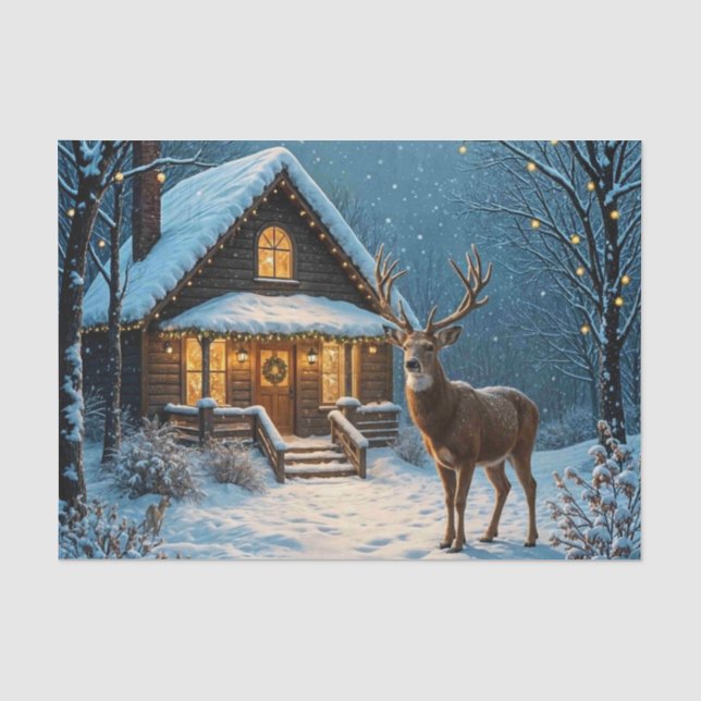Papier Mousseline La visite de Noël enneigée de Big Buck (Recto)