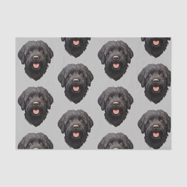 Papier Mousseline Labradoodle Chien noir (Recto)
