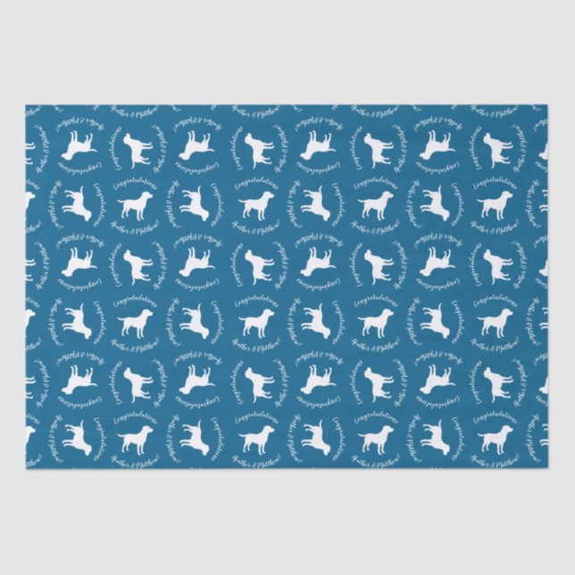 Papier Mousseline Labrador Chien Baby shower Blue Boy Lab (Recto)