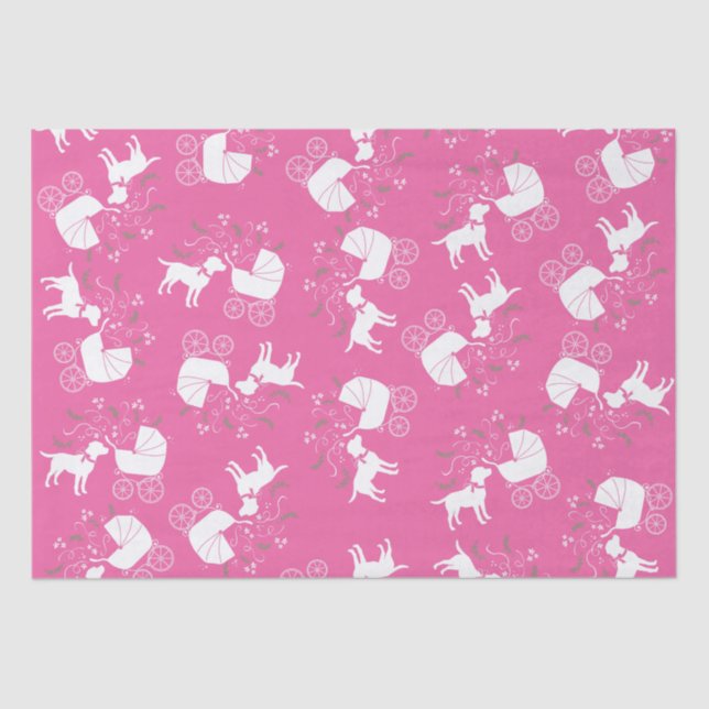 Papier Mousseline Labrador Chien Baby shower Rose Girl Lab (Recto)