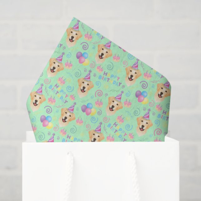 Papier Mousseline Labrador Retriever Tissue Paper in Green (Sac cadeau)