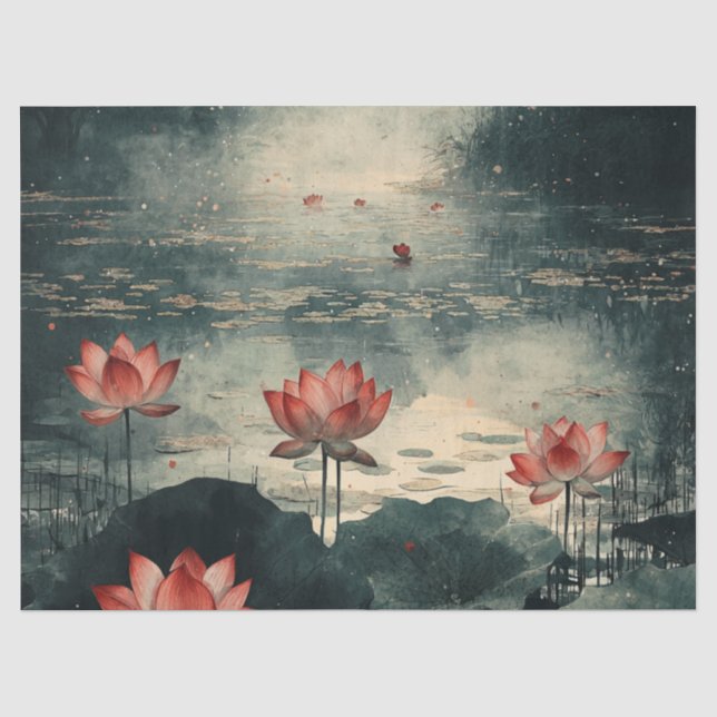 Papier Mousseline Lac de lotus au clair de lune (2) (Recto)