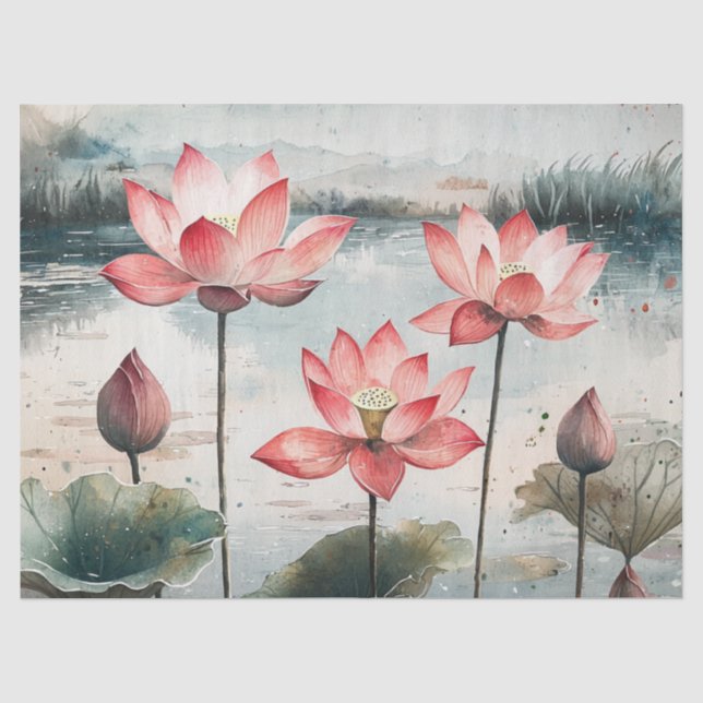 Papier Mousseline Lac de lotus au clair de lune (7) (Recto)