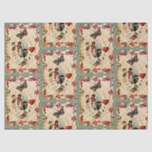 PAPIER MOUSSELINE LACE ANTIQUE VALENTINE, CUPIDE, AMOUREUX ET BOUTTE